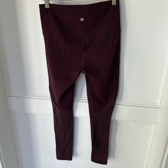 Lululemon Wunder Train Sheer Calf Leggings High Rise Burgundy Maroon Color 6 - Picture 8 of 10